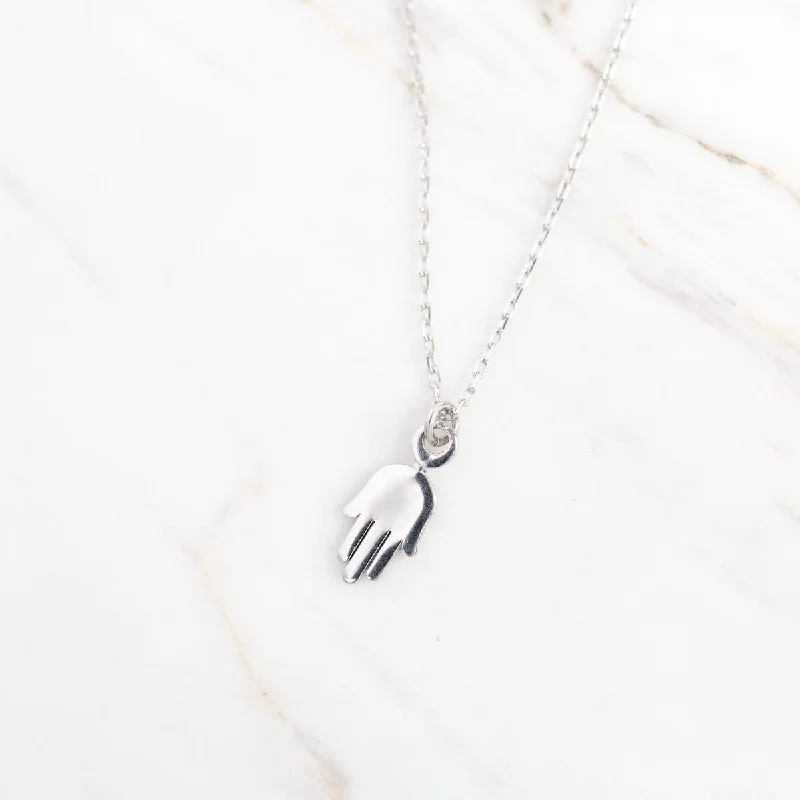 Minimalist Silver Necklace-Dainty and Sleek Silver Hamsa Necklace