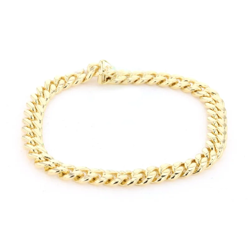 Elegant Gold Bracelet with Geometric Charm-7.2MM 8" Cuban Link Bracelet