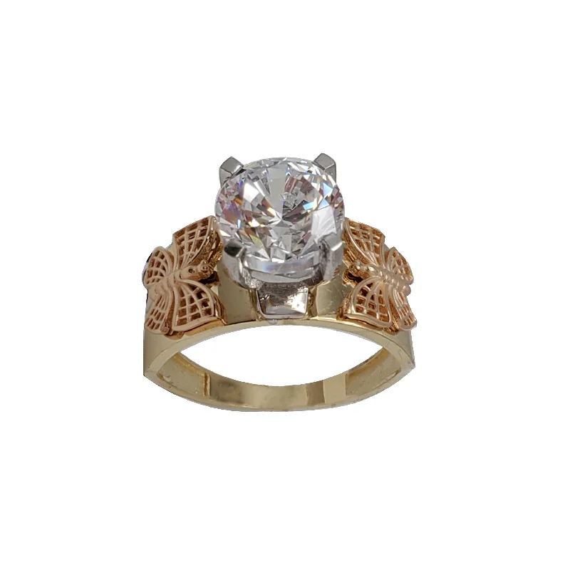 Bohemian Style Ring with Multiple Stones-Zirconia Engagement Ring (14K)