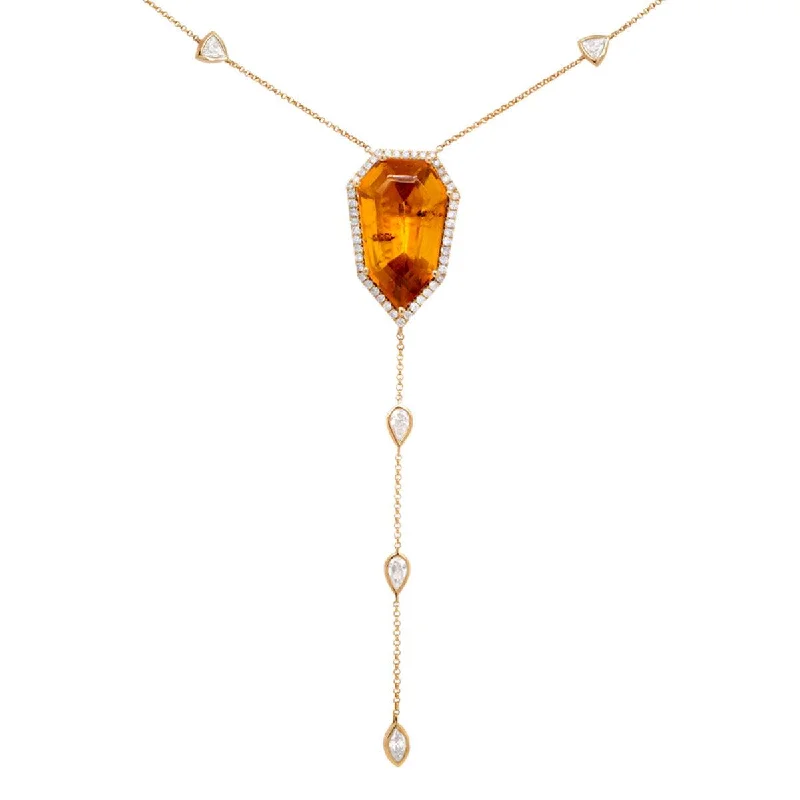 Handcrafted Gemstone Necklace for Special Occasions-Amber Lariat Necklace | 5.7GMS 8.9CTW