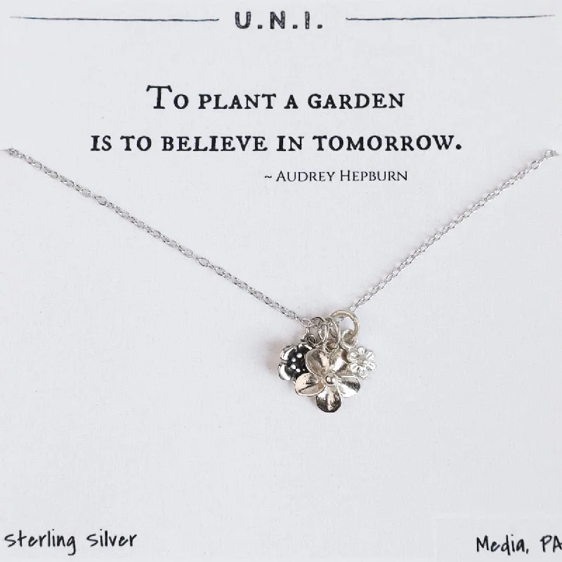 Classic Silver Pendant Necklace-To Plant a Garden is to Believe in Tomorrow Necklace