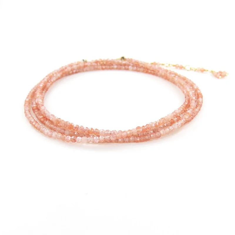 Custom Gold Necklace with Engraving-Blush Moonstone Wrap Bracelet & Necklace