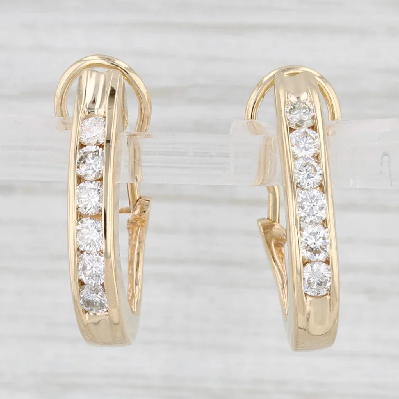 Elegant Statement Drop Earrings-1ctw Diamond J-Hook Earrings 14k Yellow Gold Omega Back Drops