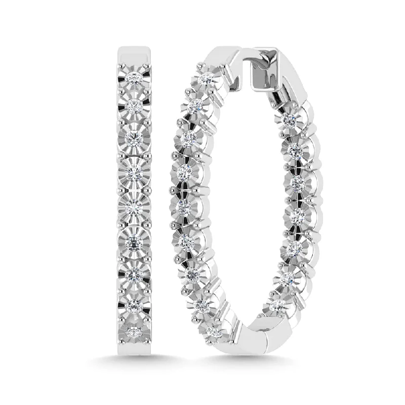 Evening Earrings for Glamour-10K White Gold Lab Grown Diamond 1 Ct.Tw. Hoop Earrings