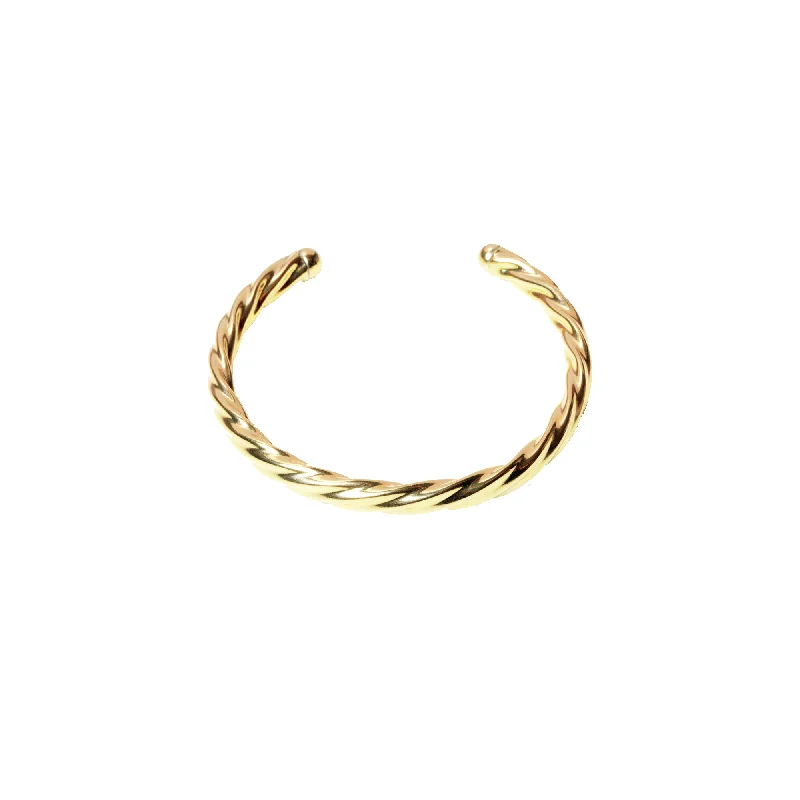 Luxury Gold Bangles with Ruby and Diamond Detail-THE OPEN ROPE CUFF BANGLE