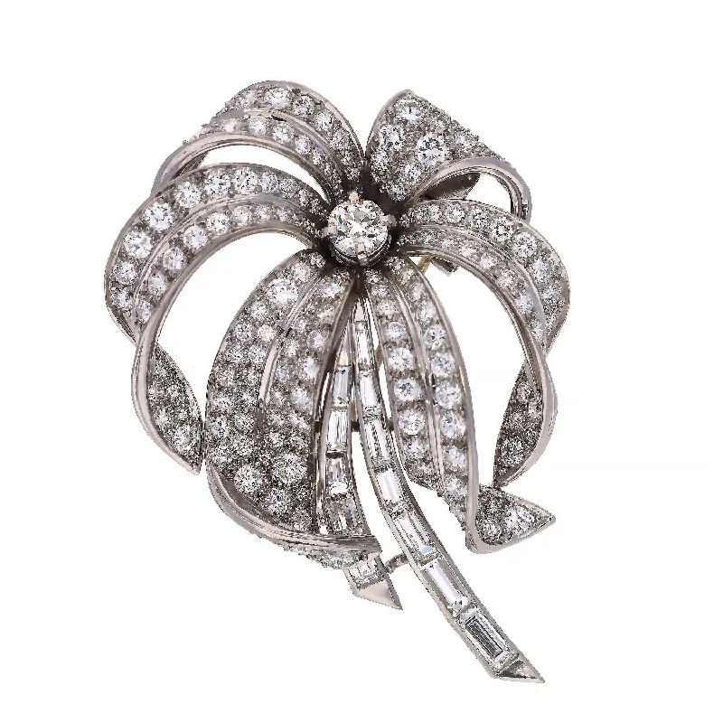 Classic Gold Brooch with Heart and Star Charms-Platinum Palm Tree Round Brilliant Diamond Brooch/Pin