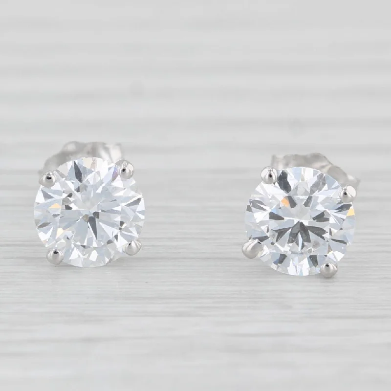 Unique Shape Earrings-New 2.08ctw Lab Created Diamond Stud Earrings 14k White Gold Round Solitaires