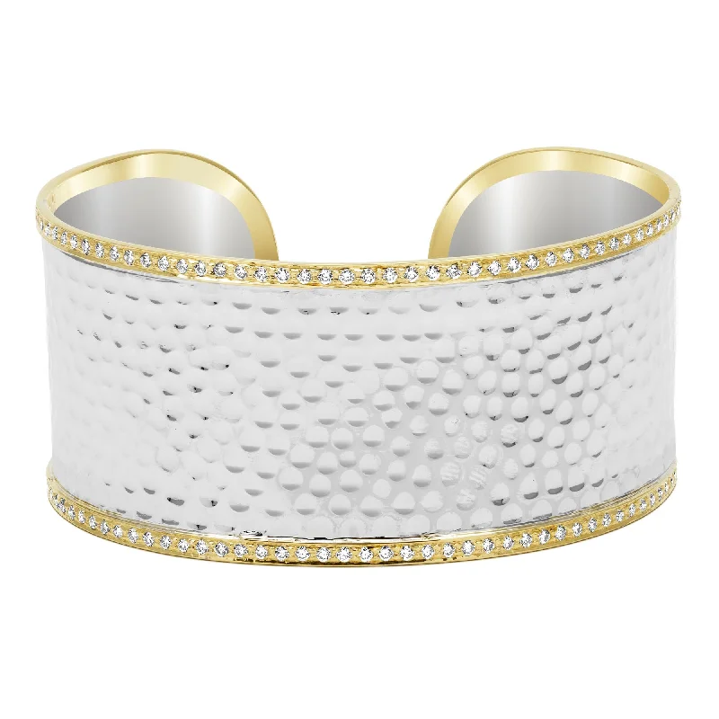 Fashionable Bangles with Colored Stones-Cuff Bangle - Diamond