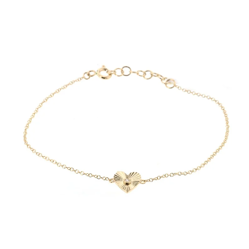 Customizable Gold Bracelet for Weddings-0.01 ctw Diamond Heart Bracelet