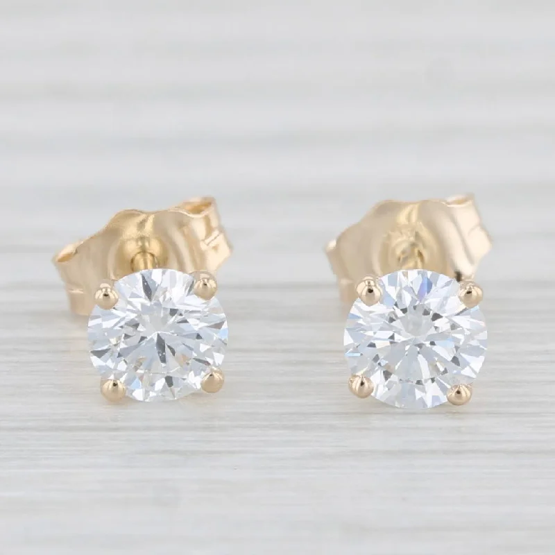 Double Hoop Earrings-New 0.71ctw Lab Created Diamond Stud Earrings 14k Yellow Gold Round Solitaires