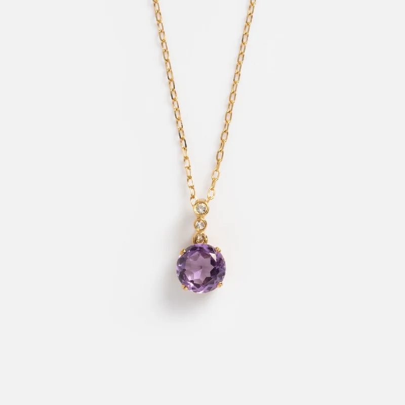 Long Silver Necklace with Pendant-Solid Gold 2025 February Capsule Classic Amethyst Pendant Necklace