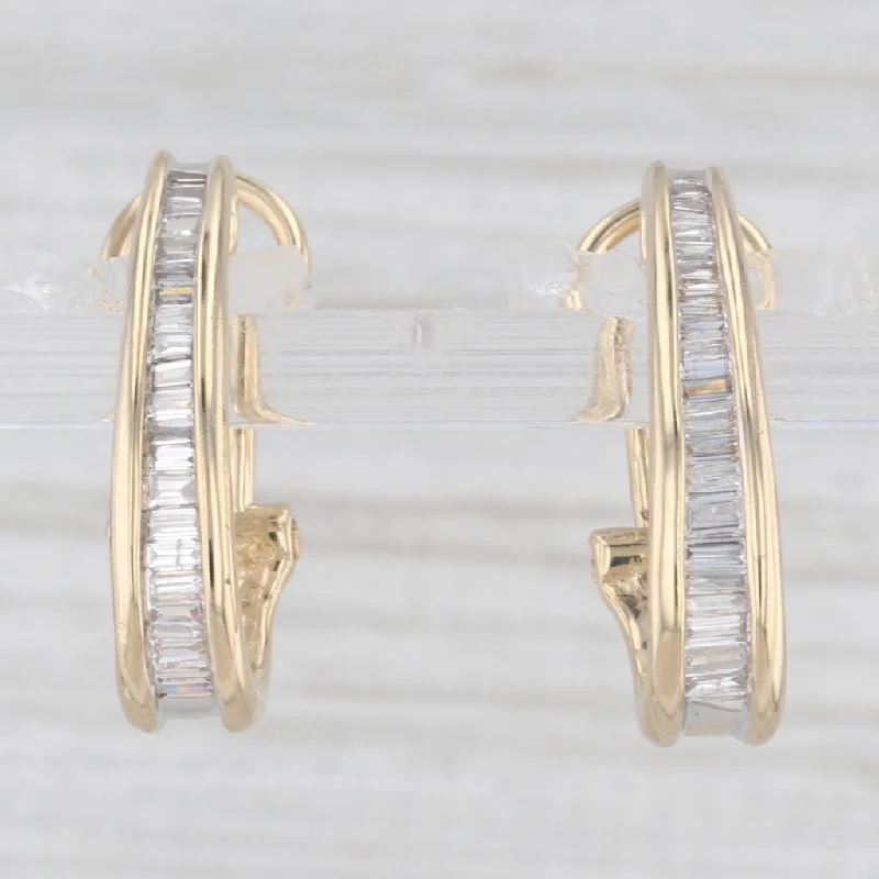 Polished Silver Earrings-1ctw Diamond Journey J-Hook Earrings 14k Yellow Gold Omega Backs