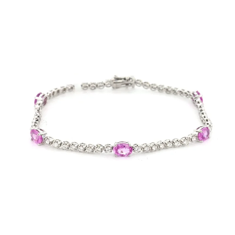 Simple Bracelet with Natural Gemstones-Pink Sapphire & Diamond Eternity Bracelet | M10278863