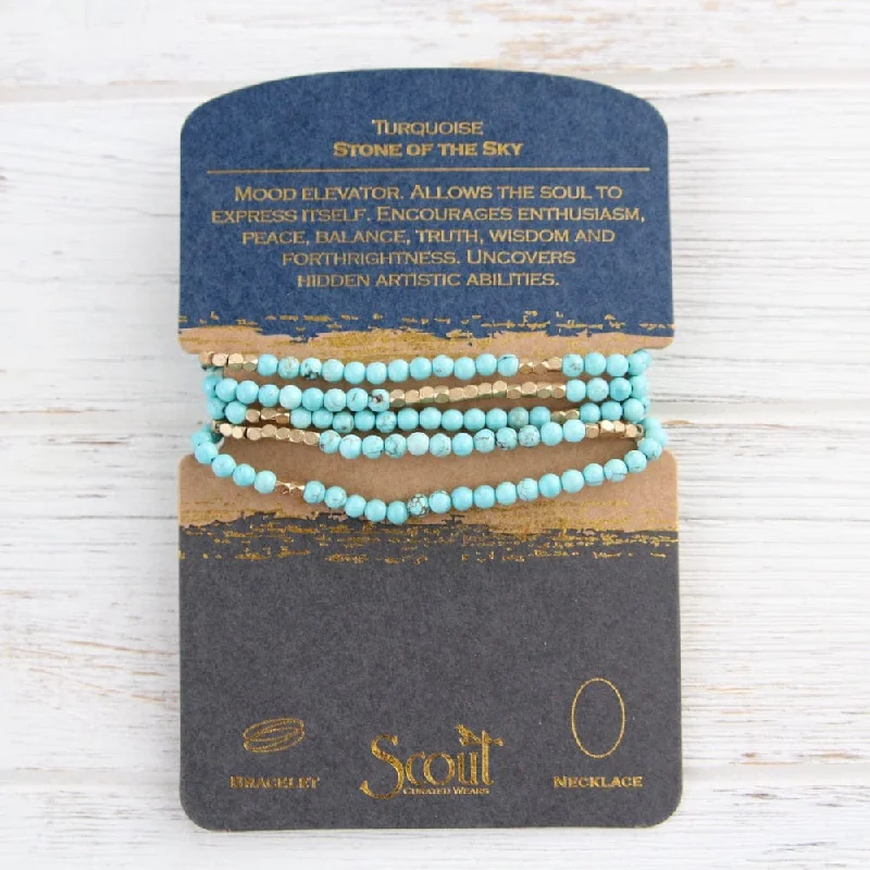 Chunky Statement Necklace for Fashion-Scout Turquoise and Gold Wrap Bracelet & Necklace