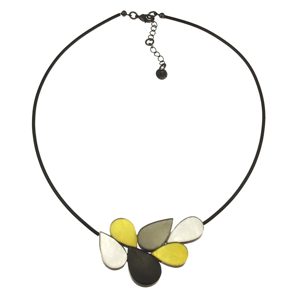 Layered Silver Necklace for Fashionable Look-Yellow & Grey Mix Petal Necklace