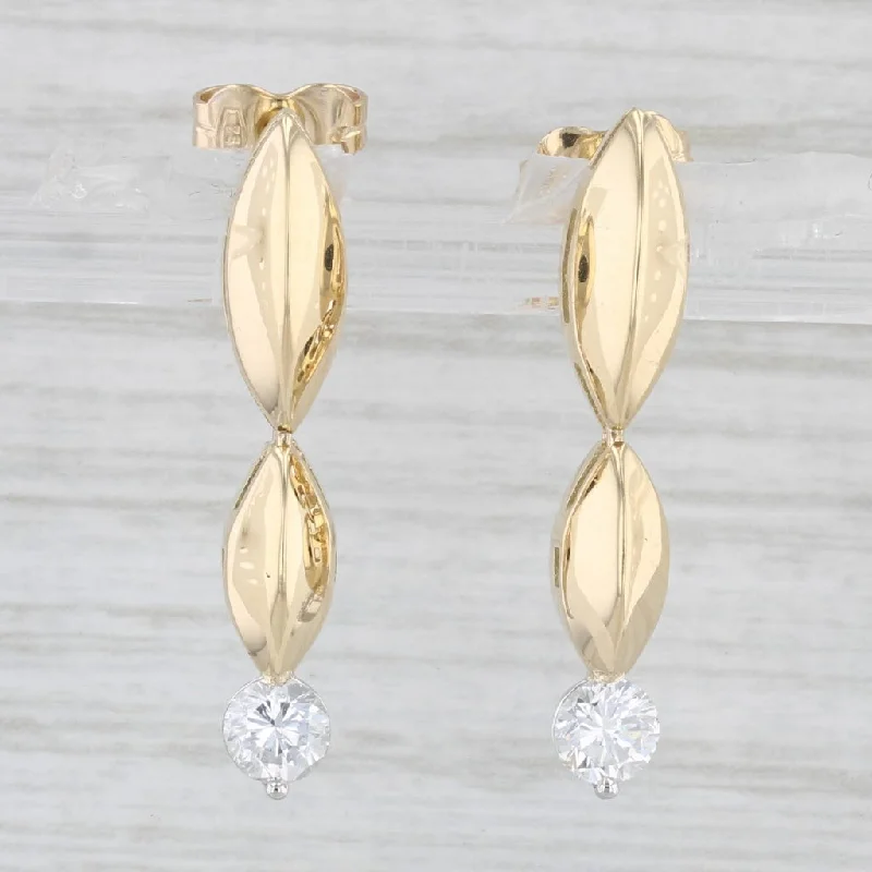 Large Pearl Earrings-0.49ctw Diamond Drop Earrings 18k Yellow Gold