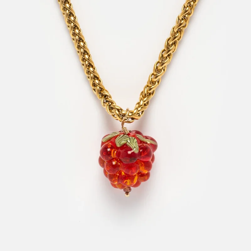 Dazzling Necklace with Colored Crystals-Raspberry Necklace