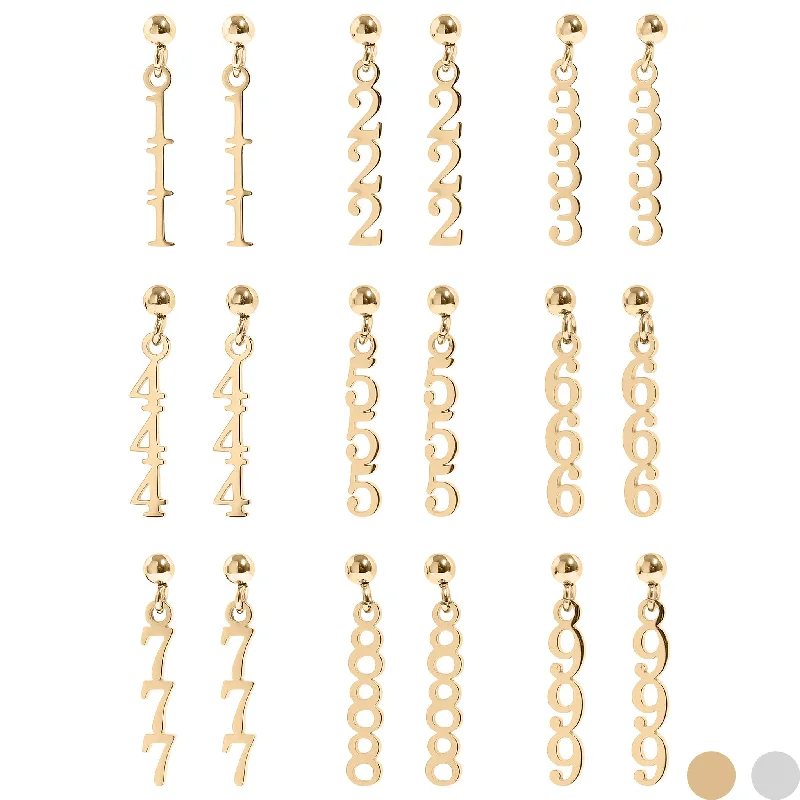 Elegant Drop Earrings-27 PC 18K Gold Stainless Steel Angel Number Earring Set / BND0054