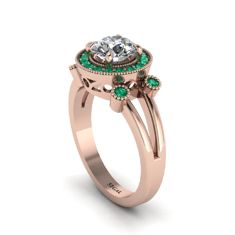 Fashionable Cocktail Ring with Bold Design-Radiant Diamond Halo Gold Engagement Ring - Madilyn No. 17