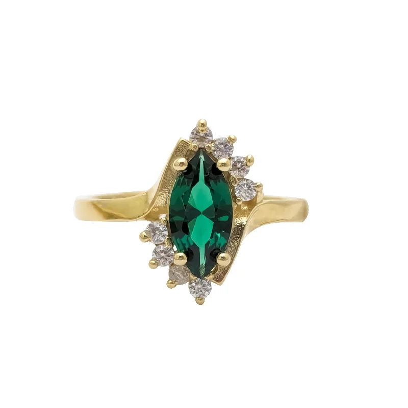 Custom Birthstone Ring with Multiple Stones-Marquise CZ Lady Ring (14K)