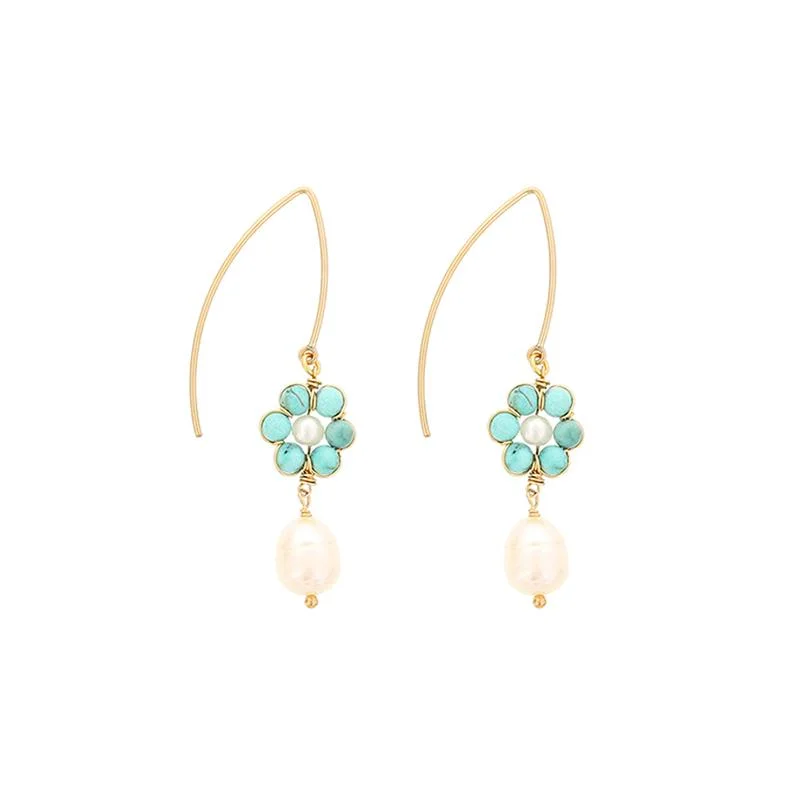 Fashion Earrings for Teenagers-BLUE TOPAZ DAISY EARRINGS