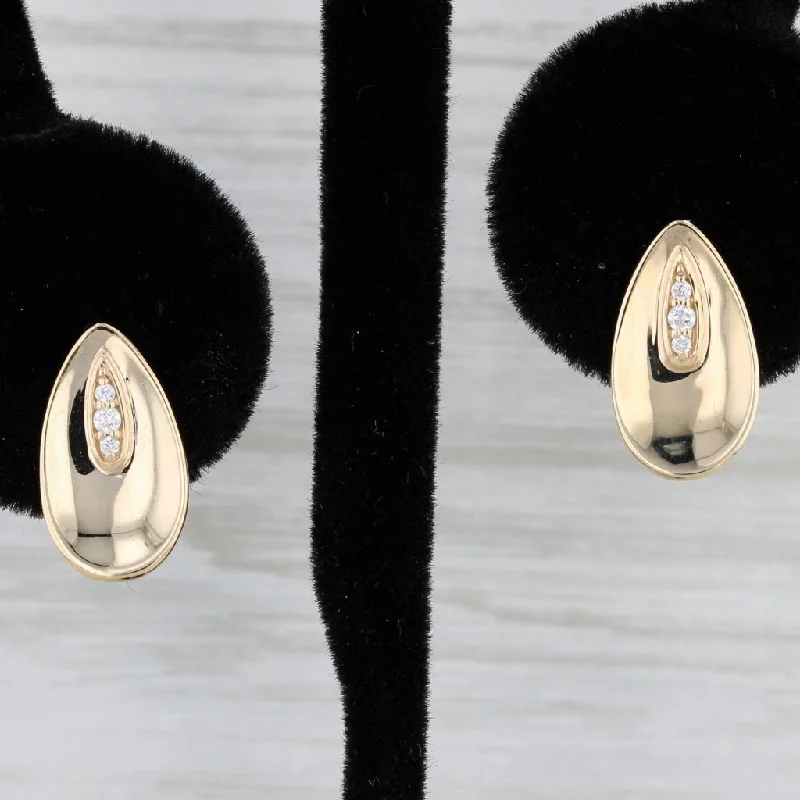 Black Earrings for Evening-New Diamond Teardrop Stud Earrings 14k Yellow Gold