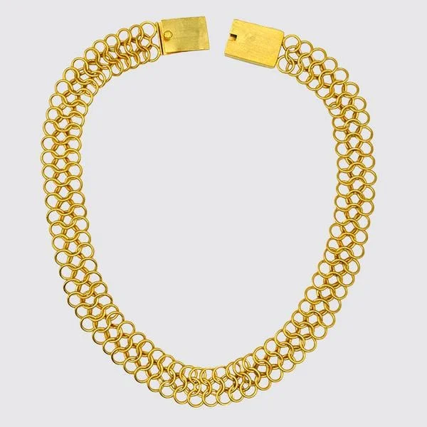 Simple Diamond Necklace for Evening Wear-Gold Plated Figure-8 Chain Necklace