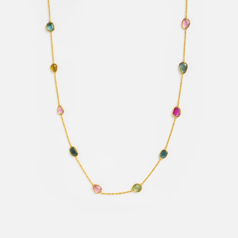 Classic Gold Necklace with Gemstones-Erato Necklace