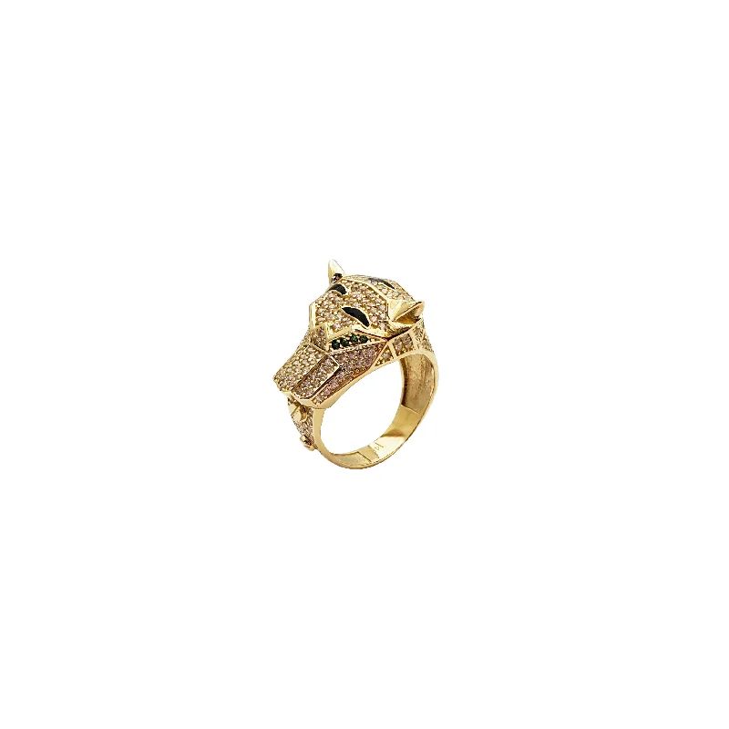 Unique Gemstone Ring for Fashionistas-Panther Head Ring (14K)