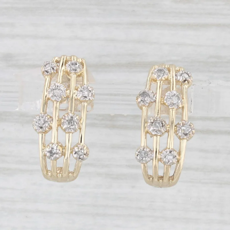 Black Diamond Earrings-Diamond Accented J-Hook Earrings 14k 10k Yellow Gold Drops