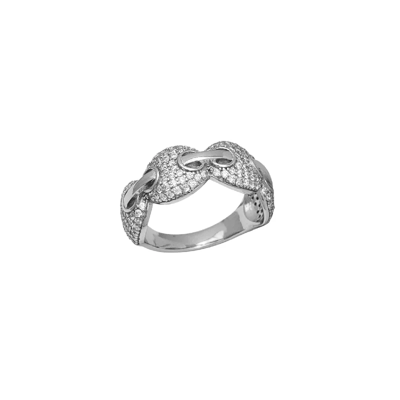 Elegant Platinum Ring for Weddings-Zirconia Puffy Mariner Ring (Silver)