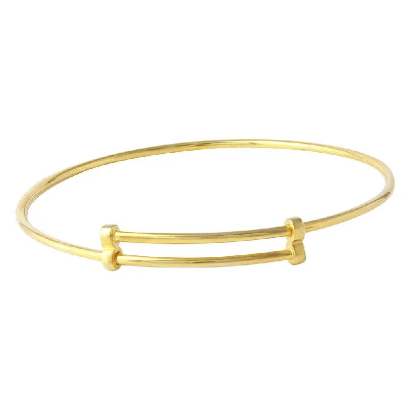 Luxury Silver Bangles with Onyx Gemstone-Silver 925 Gold Plated Adjustable Bangle Bracelet - DIB00003GP