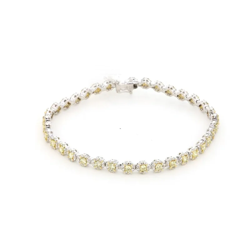 Customizable Crystal Bracelet with Personalization-Yellow Diamond & White Diamond Tennis Bracelet