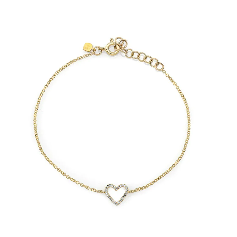 Trendy Cuff Bracelet with Simple Design-0.07 ctw Diamond Heart Bracelet