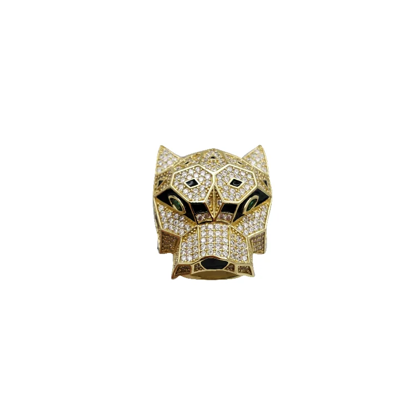 Trendy Ring Set with Multiple Stones-Iced-Out Poly-Leopard Ring (SILVER)