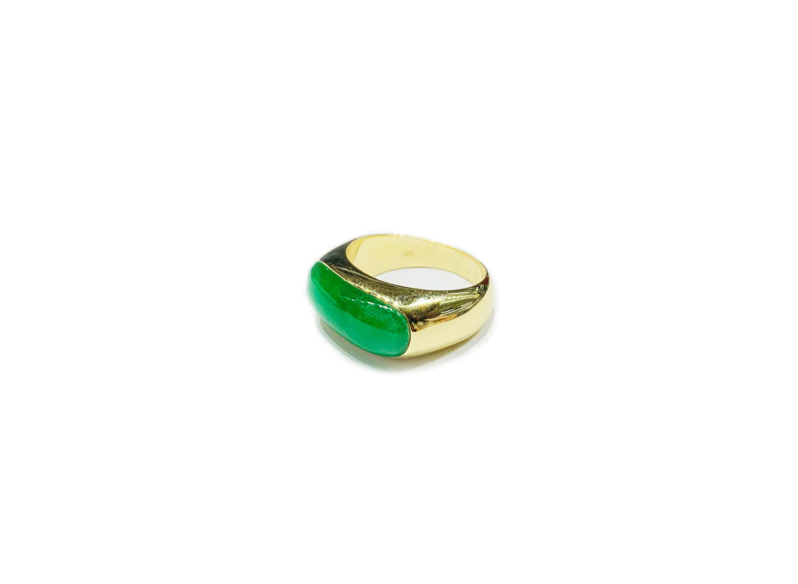 Classic Men’s Wedding Band-Rectangle Jade Ring (14K).