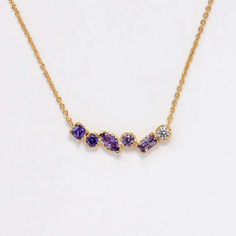 Fine Gold Necklace for Weddings-Shades of You Ombre Birthstone Necklace