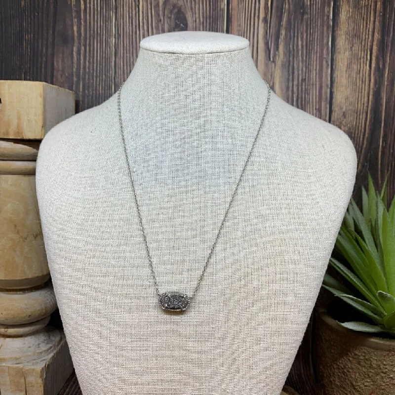 Customizable Silver Necklace-Kendra Scott Druzy Necklace