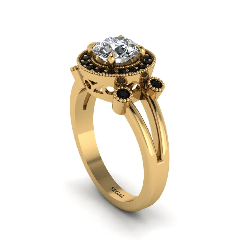 Elegant Gemstone Ring for Fashion Lovers-Radiant Diamond Halo Gold Engagement Ring - Madilyn No. 31