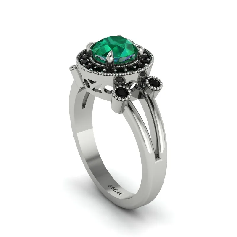 Custom Engagement Ring with Unique Stone-Radiant Emerald Halo Gold Engagement Ring - Madilyn No. 36