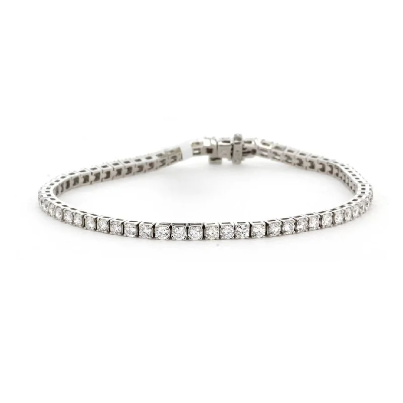 Classic Gold Bracelet with Simple Link Design-4.05 ctw Diamond Tennis Bracelet