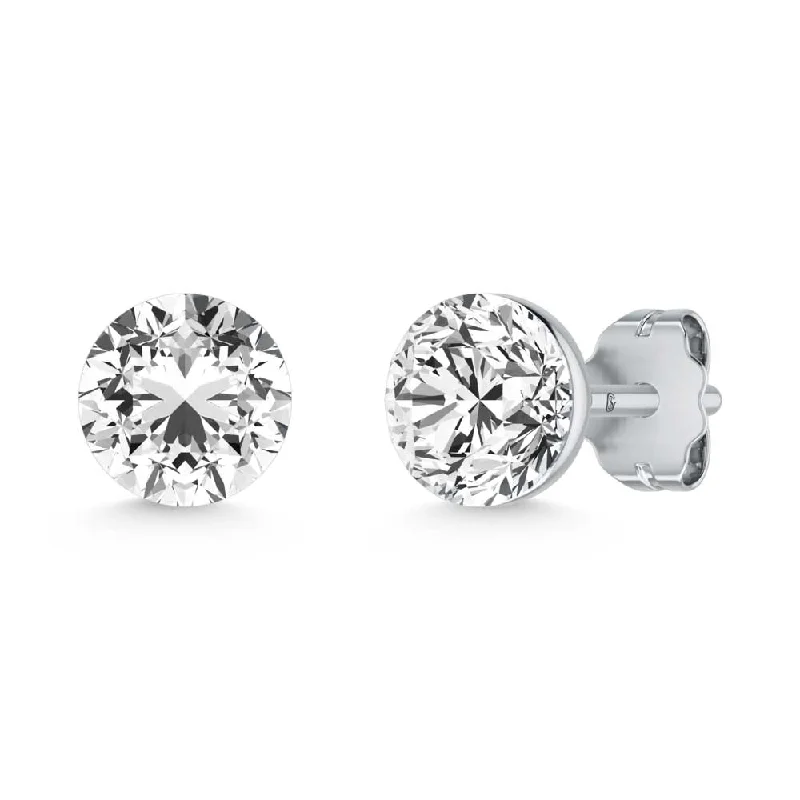 Silver Stud Earrings-14K White Gold  1 Ct.Tw. Lab Grown Diamond Stud Earrings