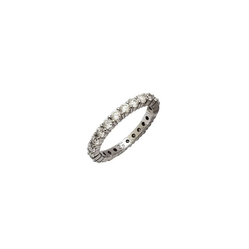 Simple Titanium Ring for Everyday Wear-VS Diamond Shared Prong Eternity Band (14K)