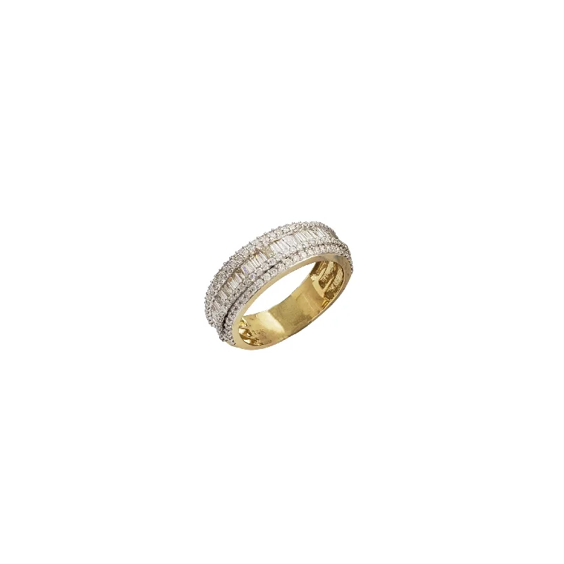 Custom Heart Ring with Birthstone-Diamond Two-Tone Wedding Band (14K)