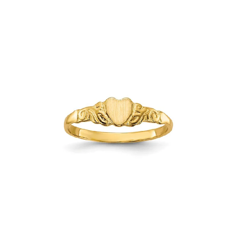 Minimalist Gold Ring for Everyday Wear-Heart Baby Ring (14K)