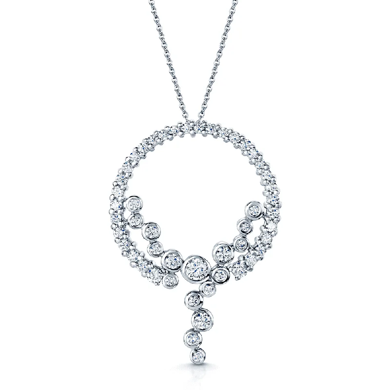 Classic Teardrop Necklace for Brides-18ct White Gold Round Brilliant Cut Diamond Fancy Circular Pendant