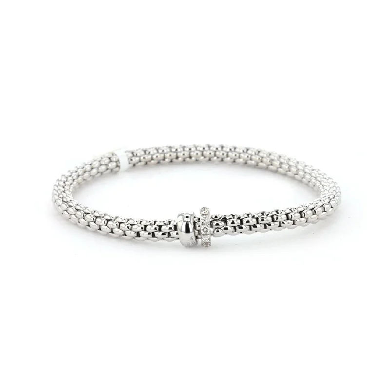 Customizable Silver Bracelet with Engraved Dates-0.29 ctw Diamond Stretch Bracelet