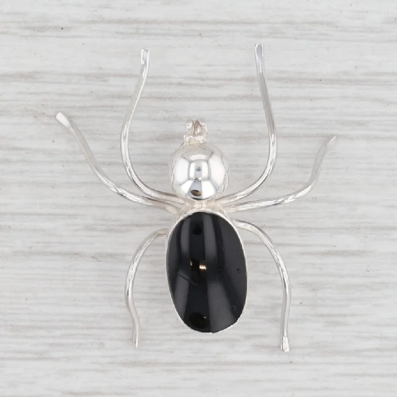 Simple Gold Brooch with Enamel Heart-New Spider Brooch Black Resin Sterling Silver Insect Jewelry Statement Pin