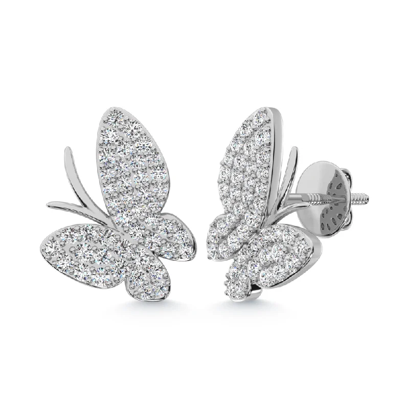 Neon Earrings for Parties-14K White Gold Diamond 3/8 Ct.Tw. Butterfly Earrings