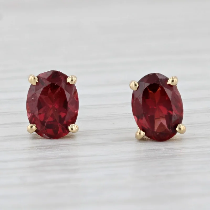 Sterling Silver Hoop Earrings-2.40ctw Rhodolite Garnet Stud Earrings 14k Yellow Gold Oval Solitaires